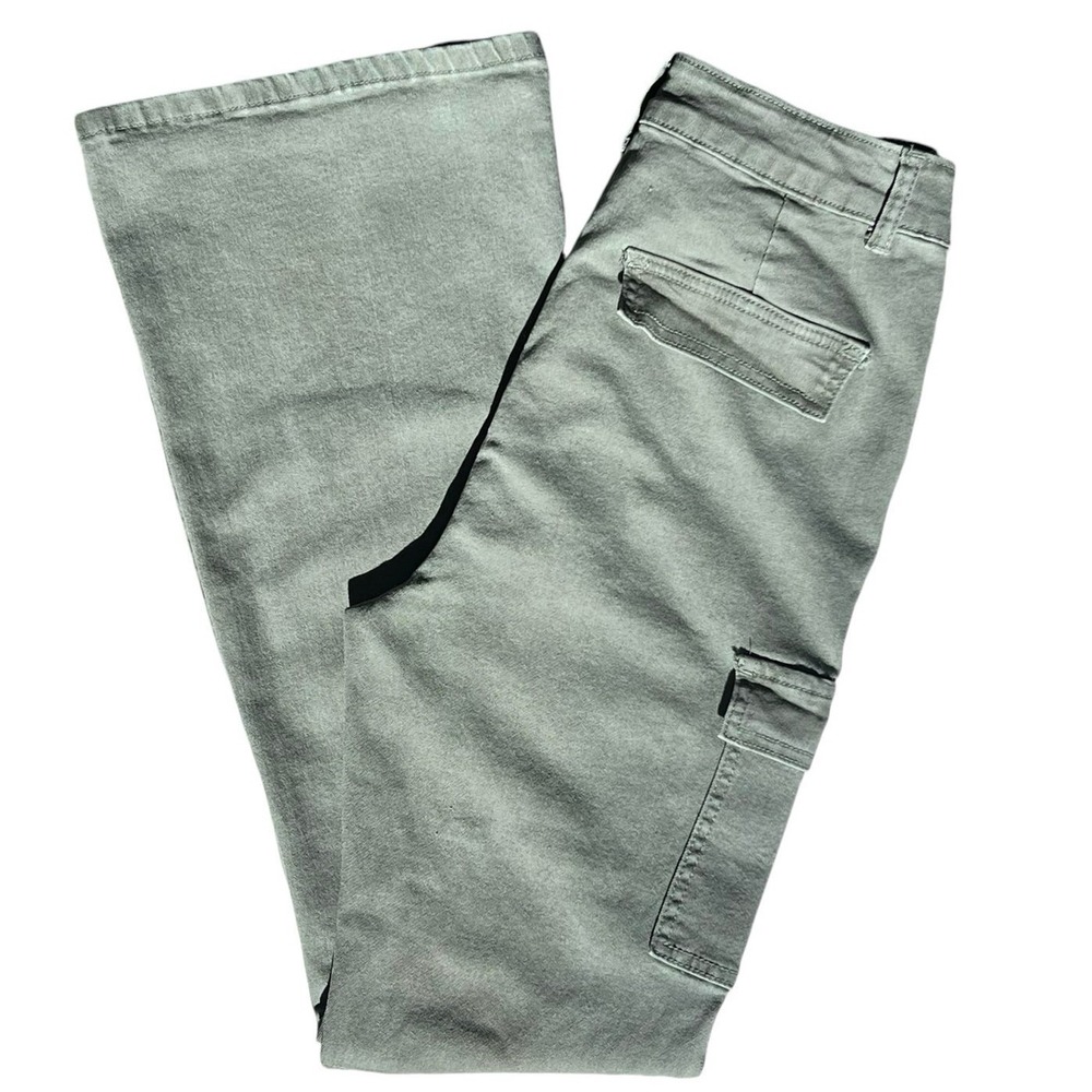 Cargo Flare Pants Women Sz 30 Sage Green High Waist Festival Streetwear Casual